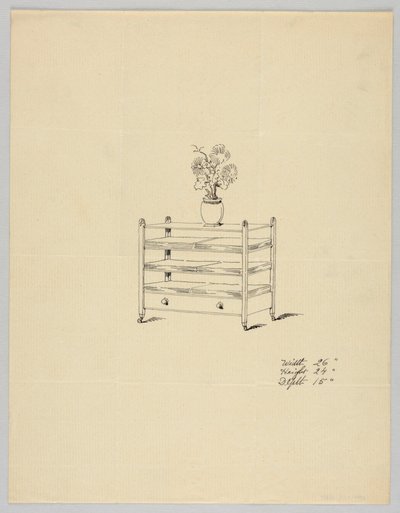 Vazo ve Çiçekli Üç Katlı Masa Tasarımı, 1900–05 by Unbekannt