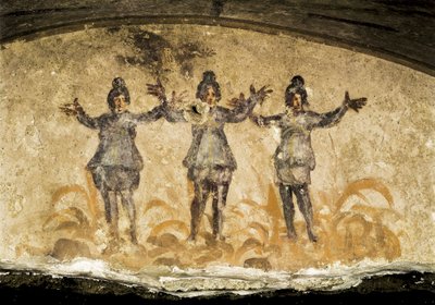 Priscilla Yeraltı Mezarlarından (Priscilla), MS 2. veya 3. yüzyıldan bir fresk detayı by Unbekannt