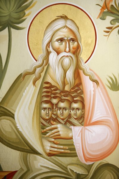 CapharnaŸm (Capernaum) Rum Ortodoks kilisesinde bir fresk detayı: Abraham, CapharnaŸm, İsrail by Unbekannt
