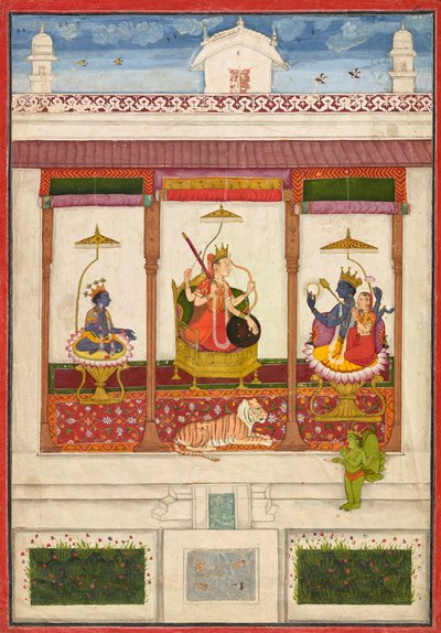 Bir Sarayda Krishna ve Vişnu ile Devi, yaklaşık. 1645-1655. by Unbekannt