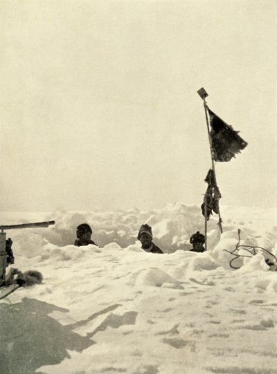 Bir depoyu kaplayan karın derinliğini belirlemek için kazma, c1908, 1909. by Unbekannt