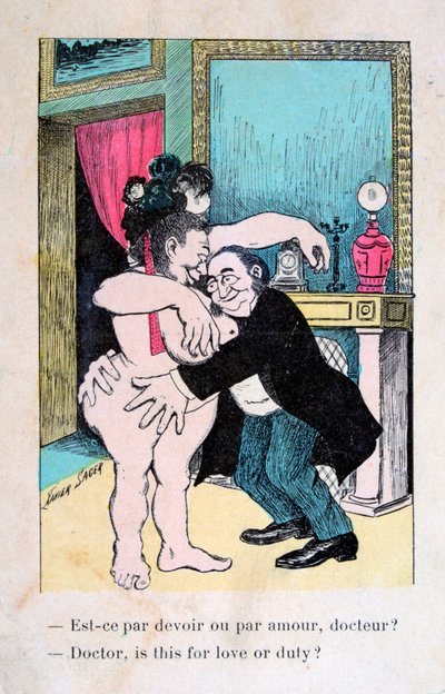 Doktor, bu aşk için mi, görev için mi, Vintage Fransız kartpostalı, c1900 by Unbekannt