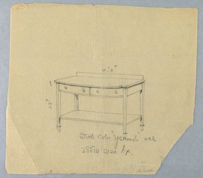 Çizim, İki Çekmeceli ve Dışbükey Cepheli Servis Masası Tasarımı, 1900–05 by Unbekannt