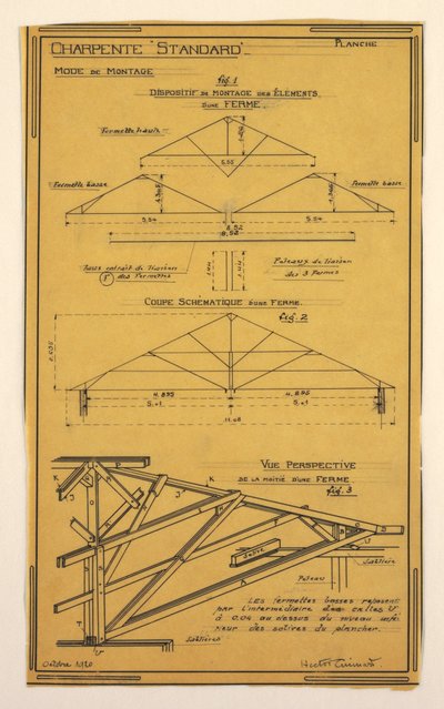 Hector Guimard Tarafından Tasarlanan Kitlesel Operasyonel Bir Ev için Çizim, Tasarım, Çerçeveleme İnşaatı by Unbekannt