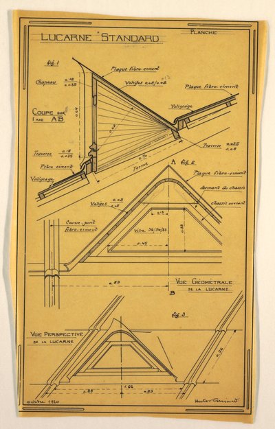 Çizim, Tasarım Hector Guimard Tarafından Tasarlanan Kitlesel Operasyonel Bir Ev için Tasarım, Skylight Construction, Ekim 1920 by Unbekannt