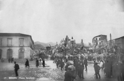 Piazza Cavallotti, Messina, Sicilya, İtalya, Aralık 1908