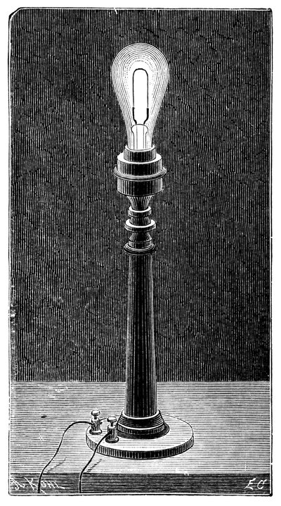 Bir masa lambası armatüründe Edisons akkor ışık küresi, 1891 by Unbekannt