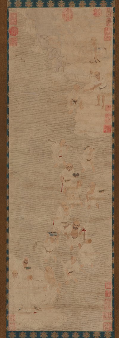 Bir Nehri Geçerken Onsekiz Luohans, Ming hanedanı, 16.-17. yüzyıl. by Unbekannt