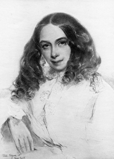 Elizabeth Barrett Browning, İngiliz şair, 1859 by Unbekannt