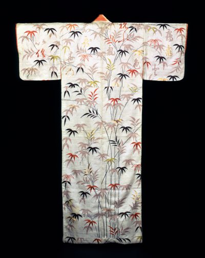 İşlemeli beyaz saten bayan kimono, Japon, Edo dönemi, 1600-1867 by Unbekannt