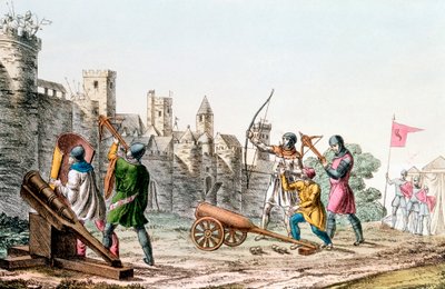 Bir Fransız kasabasına saldıran İngiliz birlikleri, Yüz Yıl Savaşı, 1337-1453 c1830 by Unbekannt