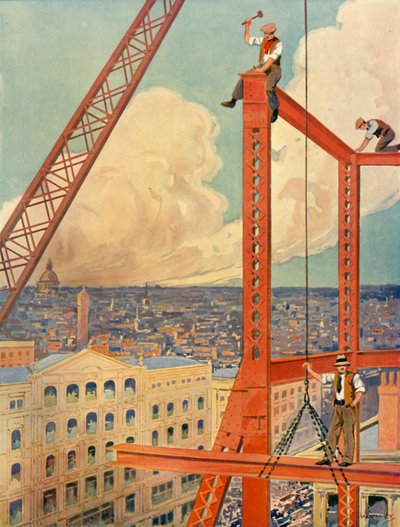 Devasa Yeni Bir Mağazanın Kirişlerini Dikmek, c1930. by Unbekannt