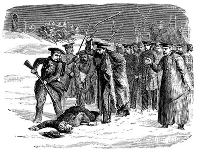 Sürgün edilen Rus mahkumun disiplin cezası alması, 1874 by Unbekannt