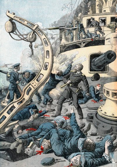 Bir Rus savaş gemisinde patlama, Rus-Japon Savaşı, 1904-5 by Unbekannt