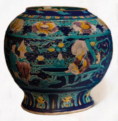 Sekiz Taoist Ölümsüzleri gösteren delikli tasarımlı Fahua kavanozu, c1550 by Unbekannt