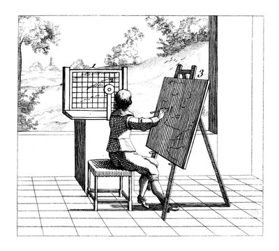 Perspektif çizimi uygulayan figür, 1639 by Unbekannt