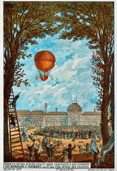 Charles ve Robert tarafından ilk hava yolculuğu, Paris, Fransa, 1783 1890