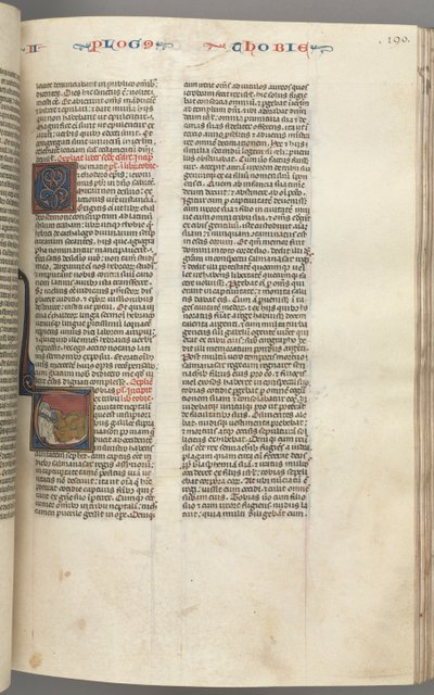 fol. 190r,Tobit, geçmişe ait T, Tobit bir yatakta uyuyor, c. 1275-1300. by Unbekannt