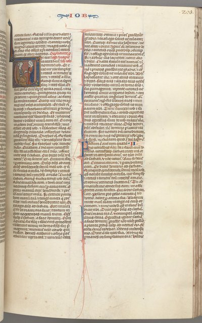 fol. 205r, Job, geçmişe göre V, Job çöp yığınının üzerinde altın bir küpe verildi, c. 1275-1300. by Unbekannt
