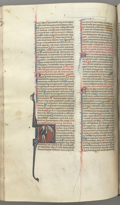 fol. 222v, Mezmur 52, baş harfi D, bir aptal çıplak ama bir pelerin için, bir mesane tutan..., c. 1 by Unbekannt