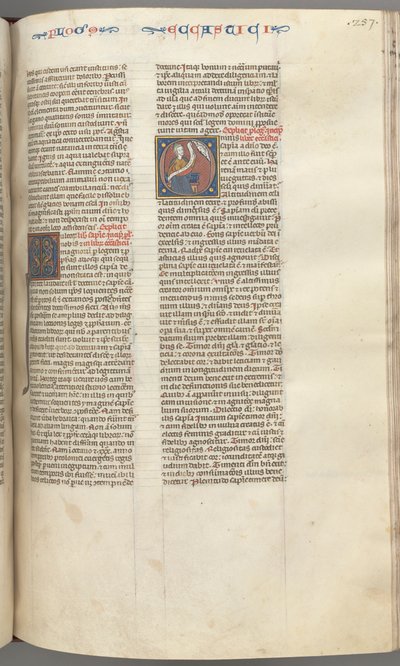 fol. 257r, Ecclesiasticus, baş harfi O, Sirach bir parşömenle oturmuş, yukarıda Tanrı büstü, c. by Unbekannt