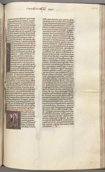 fol. 353r, Joel, ilk V harfini tarihlendirdi, Joel bir parşömenle oturuyor, yukarıda Tanrı büstü, c. 1275-1300. by Unbekannt