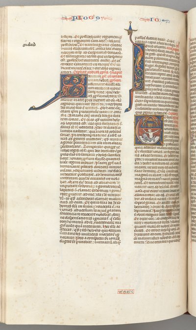 fol. 357v, Jonah, baş harfi E, Jonah balina tarafından yutuldu, yukarıda duvarlarla çevrili bir şehir, c. 1275- by Unbekannt