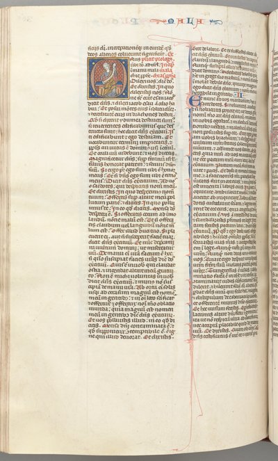 fol. 368v, Malachi, baş harfi O, Malachi bir parşömenle oturuyor, c. 1275-1300. by Unbekannt