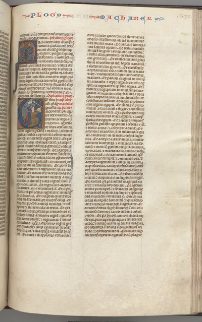 fol. 370r, Maccabees I, baş harfi E, Mathathias putperest Yahudi