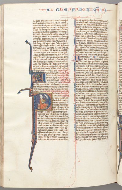 fol. 455v, Selanikliler II, ilk P harfini tarihlendirdi, Paul bir kılıçla oturuyor..., c. 1275-1300. by Unbekannt