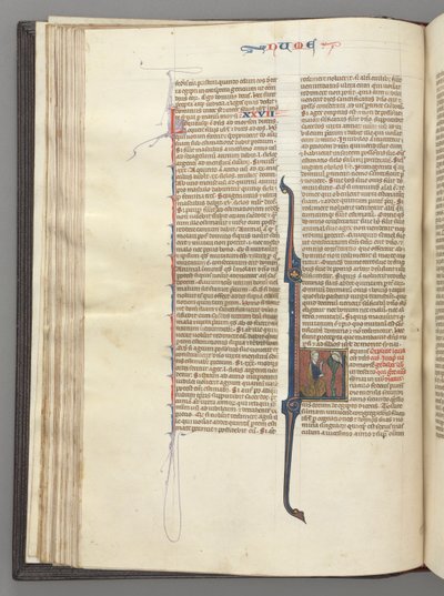 fol. 46v, Numbers, tarihlendirilmiş ilk L, boynuzlu Musa, Tanrı