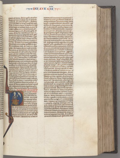fol. 86r, Yargıçlar, baş harfi R, Yahuda Tanrı ile konuşan bir kitapla oturmuş, c. 1275-1300. by Unbekannt