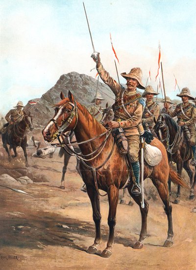 Form Oluştur, 2 Numara! Form Up!, Omdurman Savaşı'nda İngiliz mızraklı askerleri, Sudan, 1898 by Unbekannt