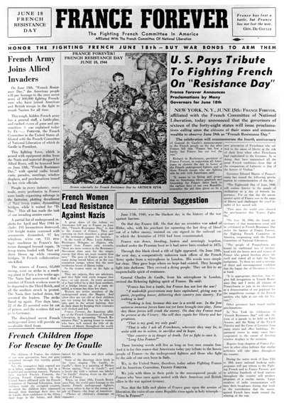 France Forever, gazete, 18 Haziran 1944 by Unbekannt