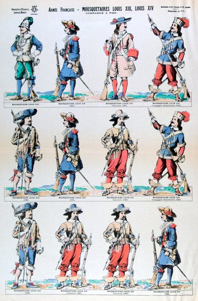 Fransız Ordusu, Louis XIII ve Louis XIV silahşörleri, 17. yüzyıl 19. yüzyıl by Unbekannt
