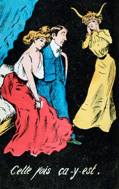Fransız zina karikatür kartpostalı, c1900 by Unbekannt