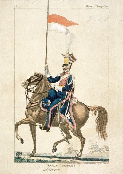 İmparatorluk Muhafızlarının Fransız mızraklı süvarisi, Napolyon Savaşları, c1815 by Unbekannt