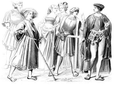 Fransız asilzadeleri ve kadınları, bir muhafız yeomen ve bir beyefendi, 15. yüzyıl 1849 by Unbekannt