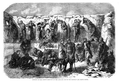 Mamelon ve beyaz kulenin önündeki paralel Fransız tüfek çukuru, Sivastopol, Kırım Savaşı, 1855 by Unbekannt