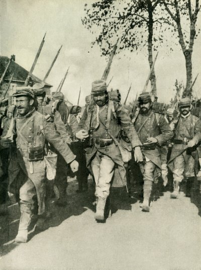 Yürüyüşte Fransız birlikleri, Birinci Dünya Savaşı, 1914-1918, c1920. by Unbekannt