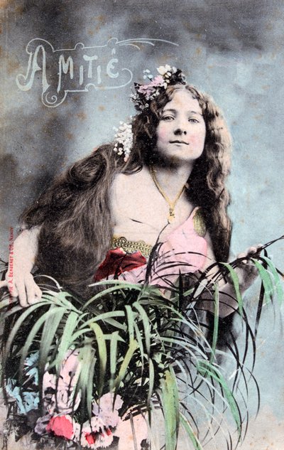 Dostluk, Vintage Fransız kartpostal, c1900 by Unbekannt