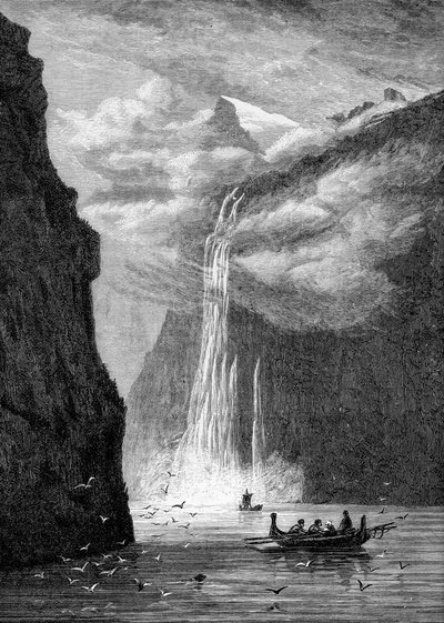 Geiranger fiyordu, Seven Sisters Fall ile, Norveç, 1882 by Unbekannt