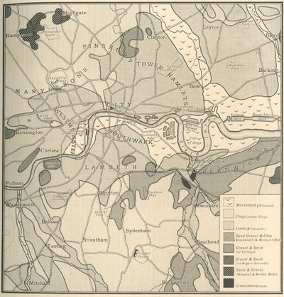 Londra Bölgesinin Jeolojik Haritası, 1908 by Unbekannt