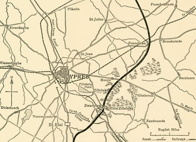 Ypres, Flanders, Birinci Dünya Savaşı, 1915, c1920 yakınlarındaki Alman mevzileri. by Unbekannt