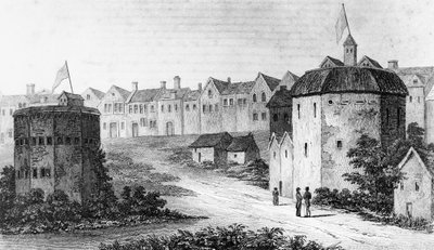 Globe Theatre, Bankside, Southwark sağ ve Bear Garden, c1597 1825 by Unbekannt