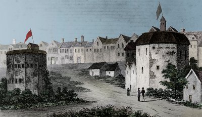 Globe Theatre, Bankside, Southwark sağ ve Bear Garden, c1597 1825. by Unbekannt