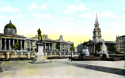 Gordons Heykeli ve Ulusal Galeri, Trafalgar Meydanı, Londra, 20th Century by Unbekannt