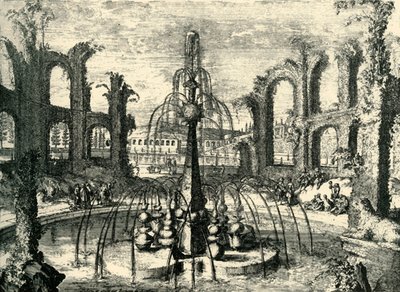 Yeşil çeşme ve kolezyum...Château DEnghien, Belçika, 17. yüzyılın sonu - 18. yüzyılın başı, 1903. by Unbekannt
