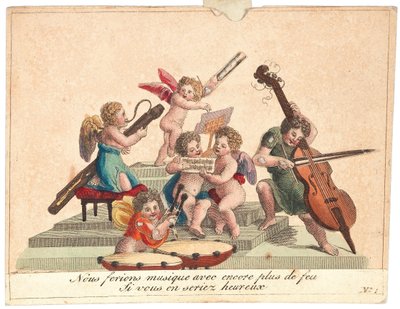 Tebrik kartı Bir melek orkestrası, 1815'ten sonra. by Unbekannt