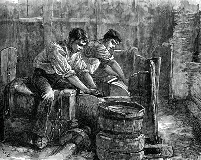 Bir tekerlek üzerinde iş başında öğütücüler, c1880 by Unbekannt